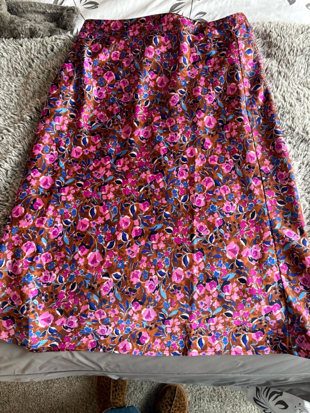 J. Crew Pink and Brown Floral Midi Skirt. Like new.